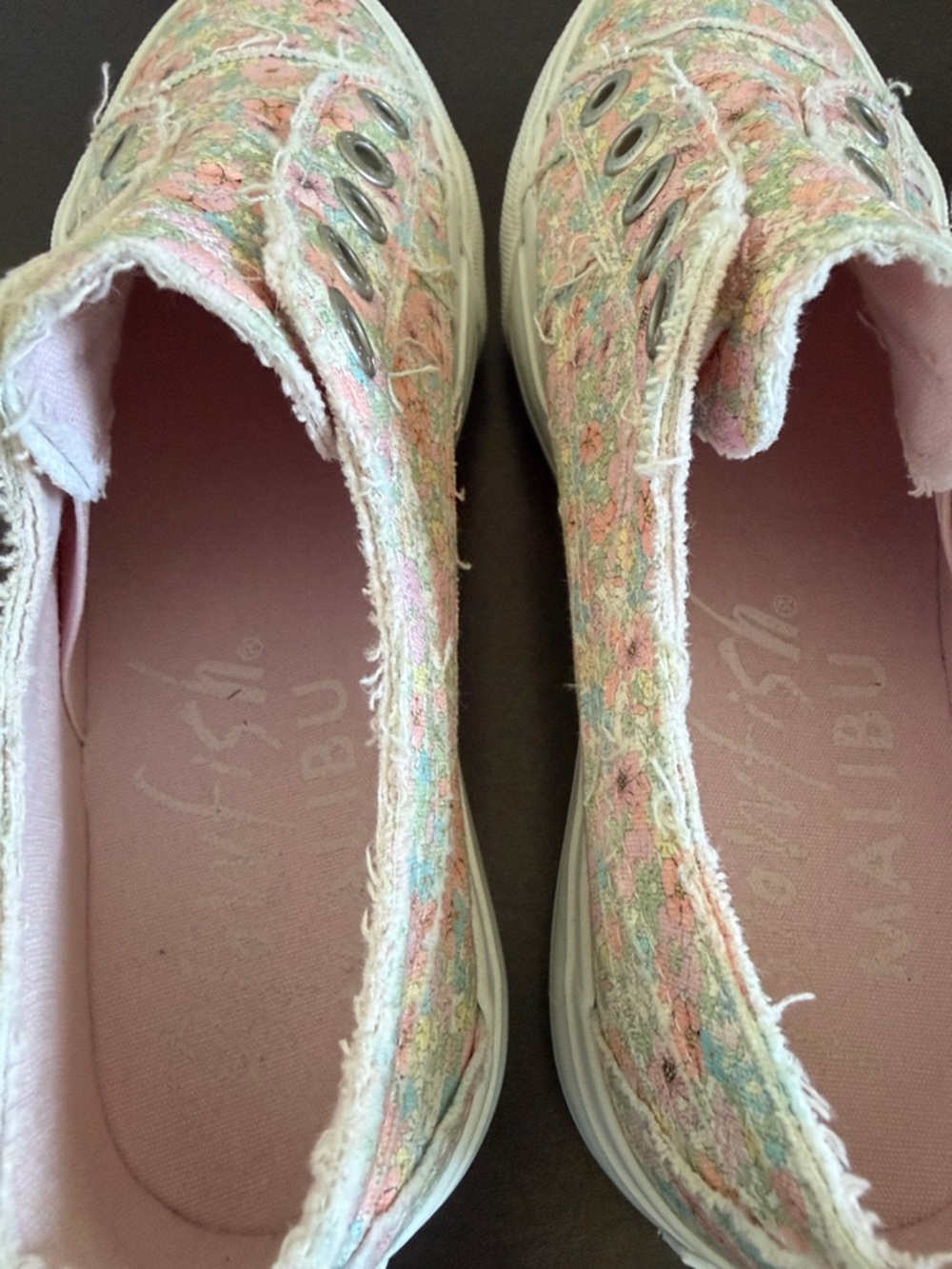 Blowfish Malibu platform floral Pink Slip-On Canvas Sneakers & White Rubber Sole - Picture 6 of 8